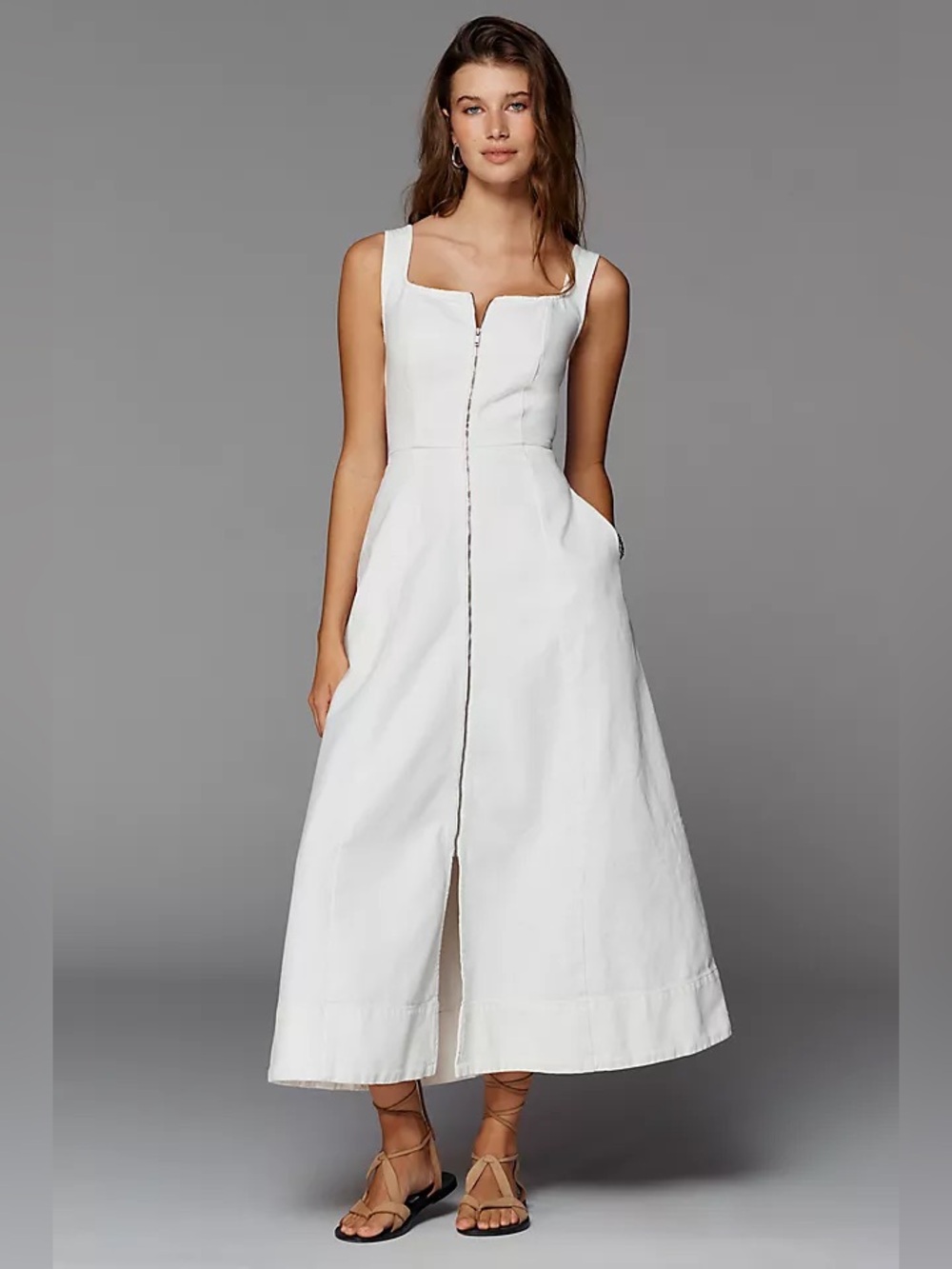NWT Aligne Paisley Denim Midi Dress in Cream - Picture 2 of 6
